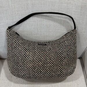 Vintage Kate Spade Black and Cream Herringbone Hobo Bag